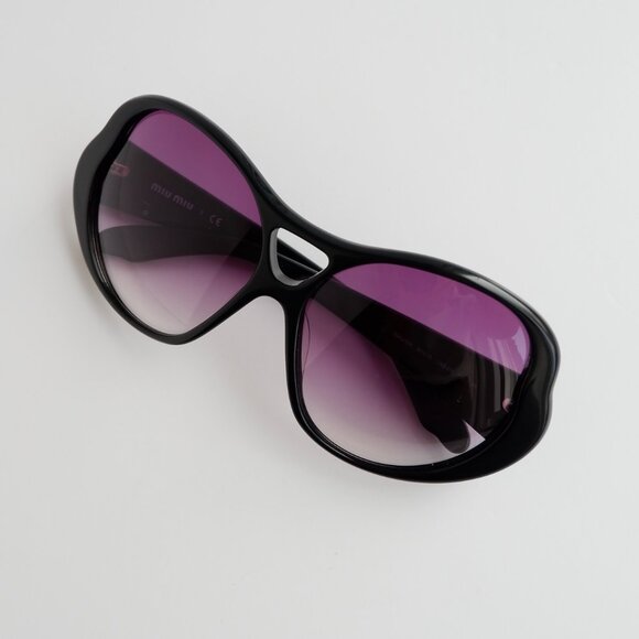 Authentic Preowned Miu Miu Black/Purple Frame Oversized Sunglasses - Picture 2 of 11